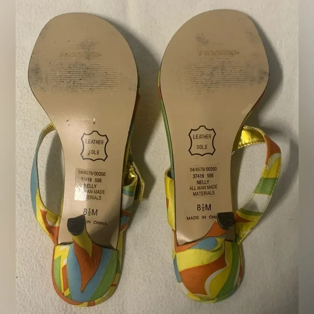 Valenti Franco Womens Nelly Jeweled Open Toe Multicolor Strappy Sandals Sz 8.5 M